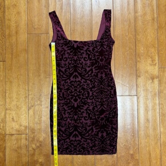 VTG Jump Apparel Womens Red Velvet Burn Out Sheath Y2K Dress Size XS Bodycon 90s - Picture 10 of 12